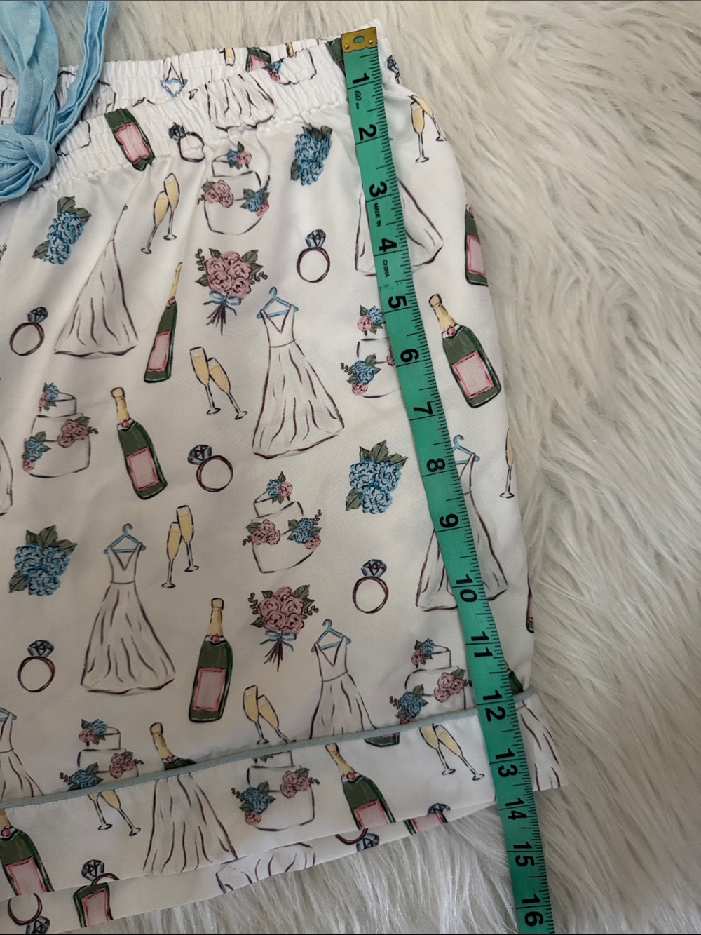 Mud Pie White Bride Floral Pajama Sleepwear Shorts Size M - Picture 13 of 14